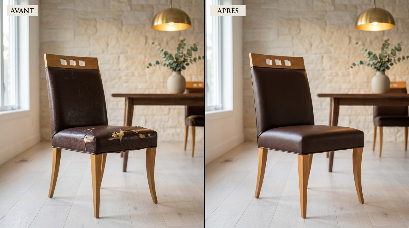 Comparaison avant et après rembourrage